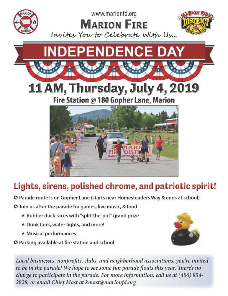 Advertisement flyer for Independence Day parade and carnival event.